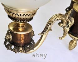 Ensemble 3 Lustres Style Napoléon III Bronze Laiton Globes Verre Depoli