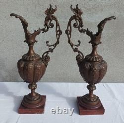 Ensemble Jardinière et 2 aiguillères en bronze époque Napoléon III