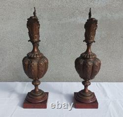 Ensemble Jardinière et 2 aiguillères en bronze époque Napoléon III