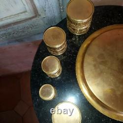 Ensemble en bronze doré 5 pots et plateau Noeud Louis XVI XIXème Napoléon III