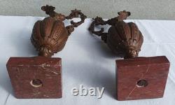 Ensemble jardinière et 2 aiguillères en bronze époque Napoléon III