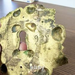 Entrée de serrure ancienne en bronze doré Décor floral et vigne, Napoleon III