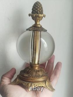 Etrange boule cristal presse papier monture bronze doré 19 ème siècle