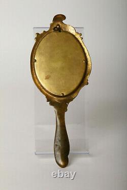 Face A Main Cloisonne Polychrome Napoleon III 19eme Bronze Miroir Biseaute Z188
