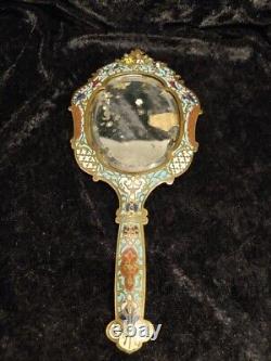 Face à main miroir monté sur bronze en émail cloisonné, Napoléon III