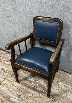 Fauteuil de barbier à système en bois massif époque Napoléon III vers 1880