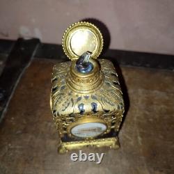 Flacon à odeur ou parfum Napoleon III bronze doré cristal rubis peinture Paris