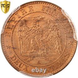 France, Napoléon III, 2 Centimes, 1856, Bordeaux, Bronze, PCGS, MS64RB