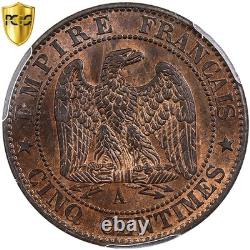 France, Napoléon III, 5 Centimes, 1864, Paris, Bronze, PCGS, MS64RB