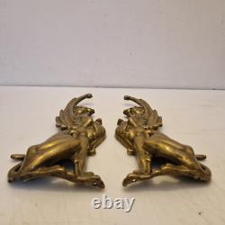 France Paire de griffons en bronze en appliques H. 30,5 cm XIXème