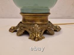 France Pied de lampe balustre en opaline vert-d'eau / céladon Napoléon III