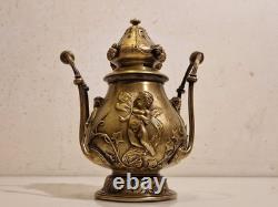 France art sacré Brûle encens / parfum Bronze massif, décor de 4 putti XIX