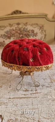 French Antique Napoleon III Mariage globe interior padded velvet cushion stand