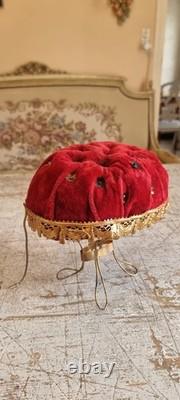 French Antique Napoleon III Mariage globe interior padded velvet cushion stand