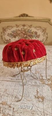 French Antique Napoleon III Mariage globe interior padded velvet cushion stand