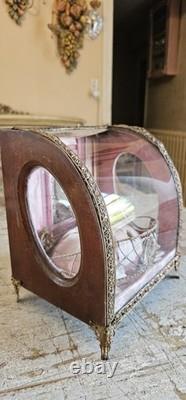 French ornate, antique glass display case coffre globe du mariee Napoleon III