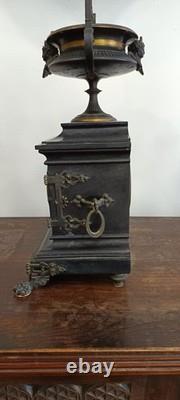 Garniture de Cheminée Bronze Napoléon III Pendule et Candélabres Hirondelles