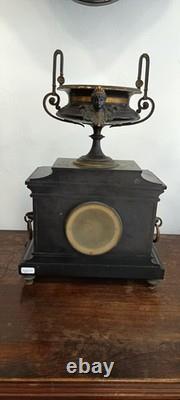 Garniture de Cheminée Bronze Napoléon III Pendule et Candélabres Hirondelles
