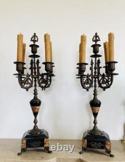 Garniture de cheminée Napoléon III époque XIXe Pendule + chandeliers (livrables)