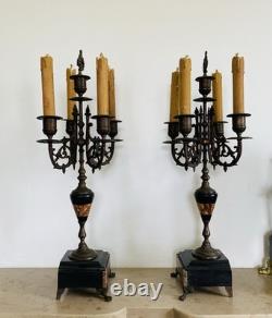 Garniture de cheminée Napoléon III époque XIXe Pendule + chandeliers (livrables)