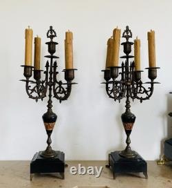 Garniture de cheminée Napoléon III époque XIXe Pendule + chandeliers (livrables)
