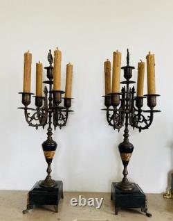 Garniture de cheminée Napoléon III époque XIXe Pendule + chandeliers (livrables)