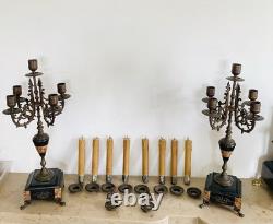 Garniture de cheminée Napoléon III époque XIXe Pendule + chandeliers (livrables)