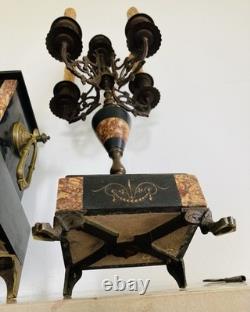Garniture de cheminée Napoléon III époque XIXe Pendule + chandeliers (livrables)