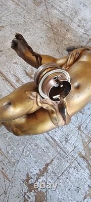 Gilded bronze sculpture antique Cherub angel putti two way lustre