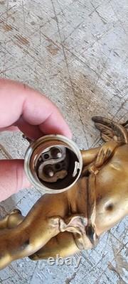 Gilded bronze sculpture antique Cherub angel putti two way lustre