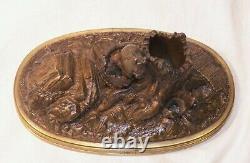 Grand, Bel encrier Pyrogène Bronze 19ème Ecureuil