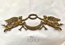 Grand Bronze doré Élément Décoratif Empire XIXeme Napoléon III Meuble anges