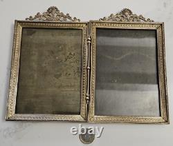 Grand Cadre Photos Ancien, Laiton, Style Empire Fin 19ème Napoleon III