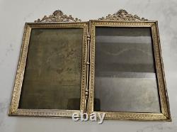 Grand Cadre Photos Ancien, Laiton, Style Empire Fin 19ème Napoleon III