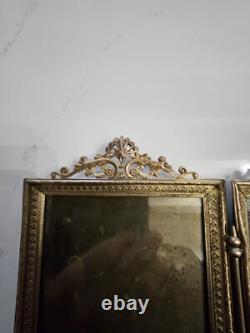 Grand Cadre Photos Ancien, Laiton, Style Empire Fin 19ème Napoleon III