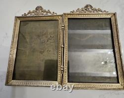 Grand Cadre Photos Ancien, Laiton, Style Empire Fin 19ème Napoleon III