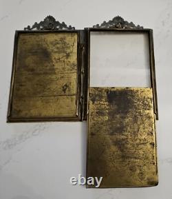 Grand Cadre Photos Ancien, Laiton, Style Empire Fin 19ème Napoleon III
