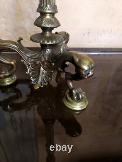Grand Candélabre Bougeoir en Bronze XIX ème Napoléon III Pattes 5 feux