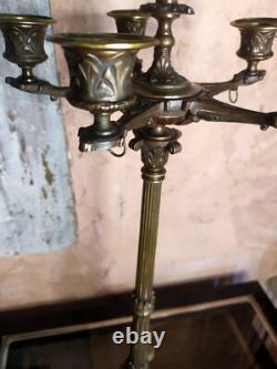 Grand Candélabre Bougeoir en Bronze XIX ème Napoléon III Pattes 5 feux