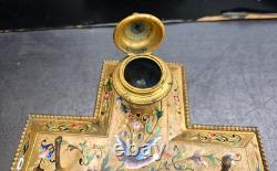 Grand Encrier Bronze Cloisonné Email Napoléon III Inkwell Birds Gilt 19th