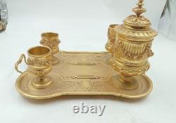 Grand Encrier En Bronze Doré Au Mercure d'époque Napoléon III Grand Encrier En Bronze Doré Au Mercure d'époque Napoléon III