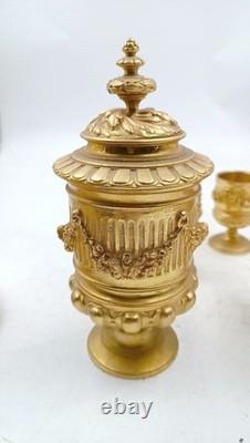 Grand Encrier En Bronze Doré Au Mercure d'époque Napoléon III