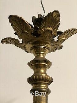 Grand Lustre 80cm Bronze Doré Napoléon III Château Ancien Lampe Gaz Petrole