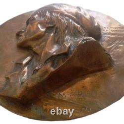 Grand Médaillon MARAT L'Ami du Peuple Bronze d'apres Brisson 1868 Nap III