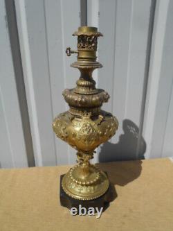 Grand Pied De Lampe A Huile Epoque Napoleon 3 En Bronze