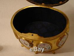 Grand coffret bijoux bronze laiton doré médaillons email Napoléon III XIXéme