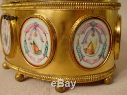 Grand coffret bijoux bronze laiton doré médaillons email Napoléon III XIXéme