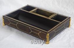 Grand encrier bois noirci & bronze doré époque Napoléon III