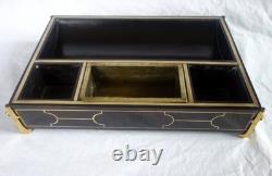 Grand encrier bois noirci & bronze doré époque Napoléon III