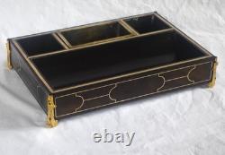 Grand encrier bois noirci & bronze doré époque Napoléon III